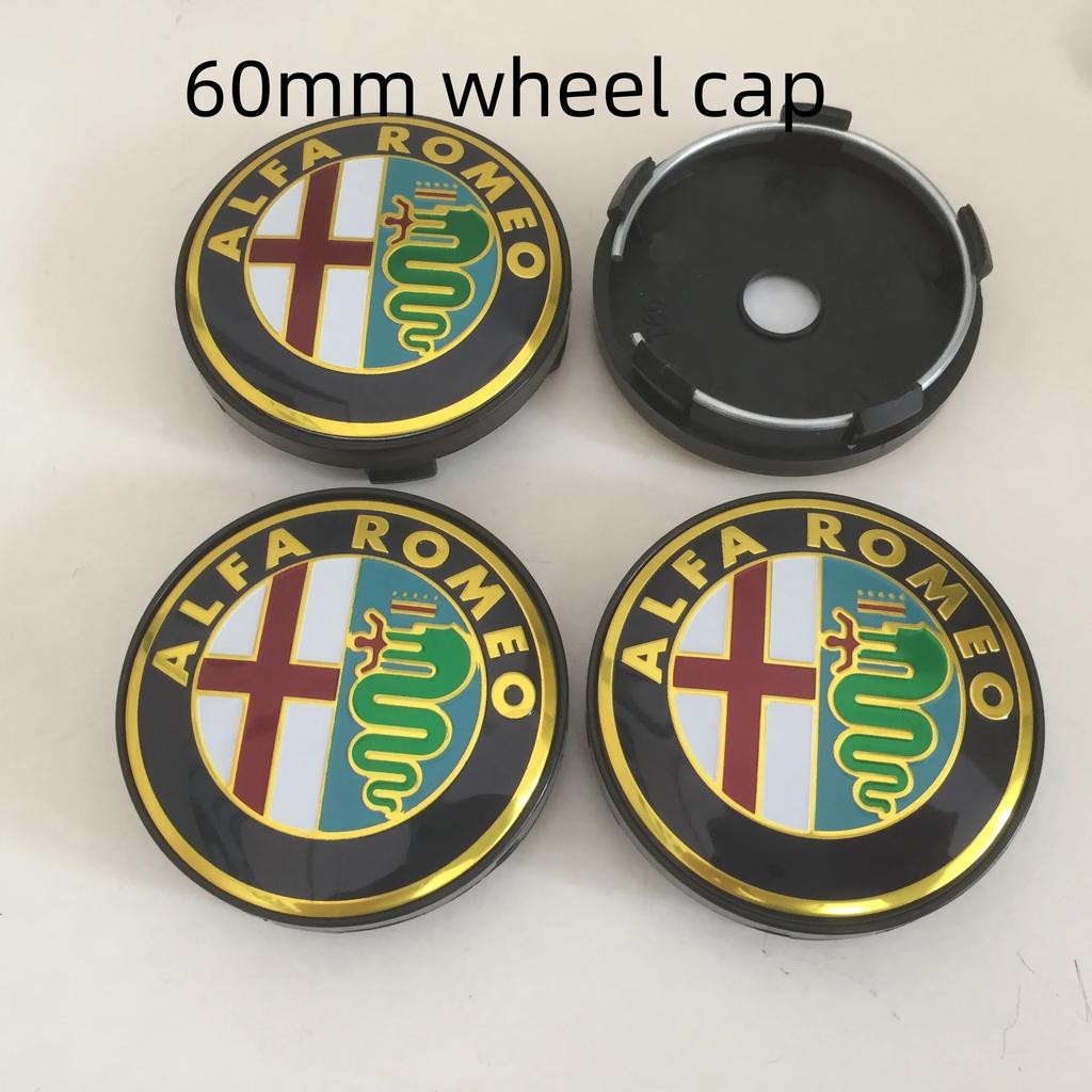 Hub Caps 4pcs 56mm 60mm 68mm ForAlfa Romeo 147 156 159 Car Wheel Hub Center Cap Emblem Badge Covers Sticker Decals Styling Acces YKLMN1