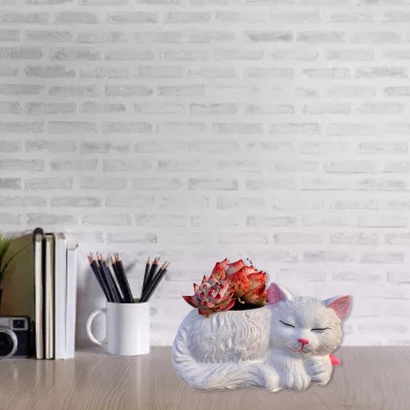 2 Stück Niedliche Katze Blumentöpfe Form Epoxidharzformen Stifthalter Kerzenhalter Zement Pflanzgefäß Silikonform Heimdekorationen