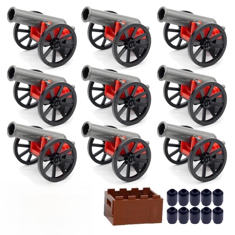 MOC Building Blocks Military Navy Figures Accessories Medieval Cannon Ammunition Wilderness Scene Tent Bonfire Brick Toy Gifts