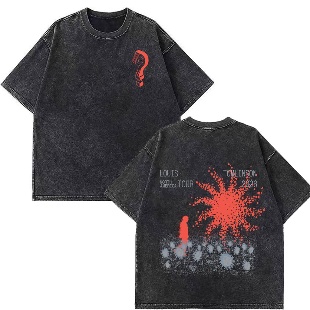 Louis Tomlinson How Did I Get Here Tour 2026 Print Vintage Washed T Shirt Men Women Hip Hop Tshirt Cotton Casual Loose Tshirs