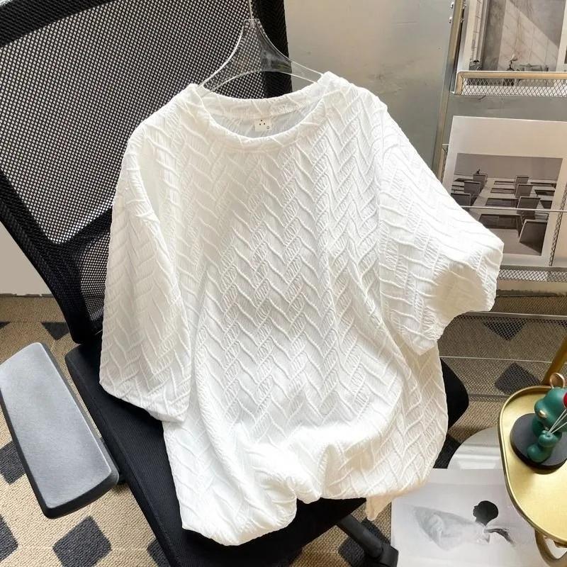 

Ледяной шелк Прохладный летний мужской топ с коротким рукавом Личность Повседневный Однотонный Полоски Быстросохнущий Дышащий Футболки M белый