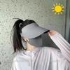 Breathable Seamless Visor Cap Large Brim Beach Cap Sun Protection Sunscreen Empty Top Cap  Summer
