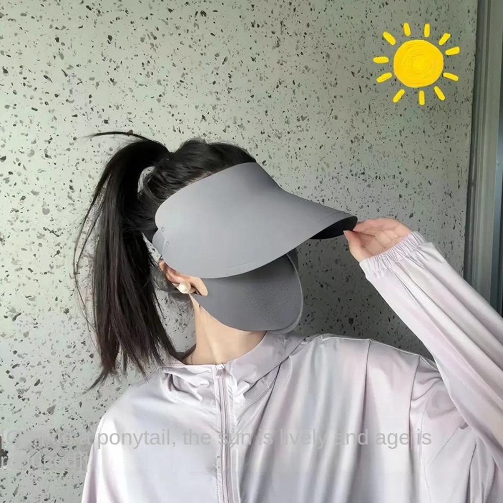 Breathable Seamless Visor Cap Large Brim Beach Cap Sun Protection Sunscreen Empty Top Cap  Summer