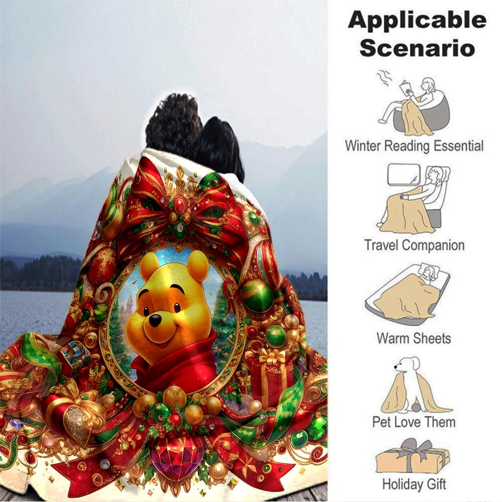 Christmas Winnie Pooh Blanket Soft Throw Blanket For Home Bedroom Bed Sofa Travel Office Solid Christmas Blanket