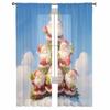 Weihnachtsmann Weihnachtsbaum Schneeflocken Transparente Vorhänge Moderner Gazevorhang für Wohnzimmer Schlafzimmer Voile-Garnvorhänge