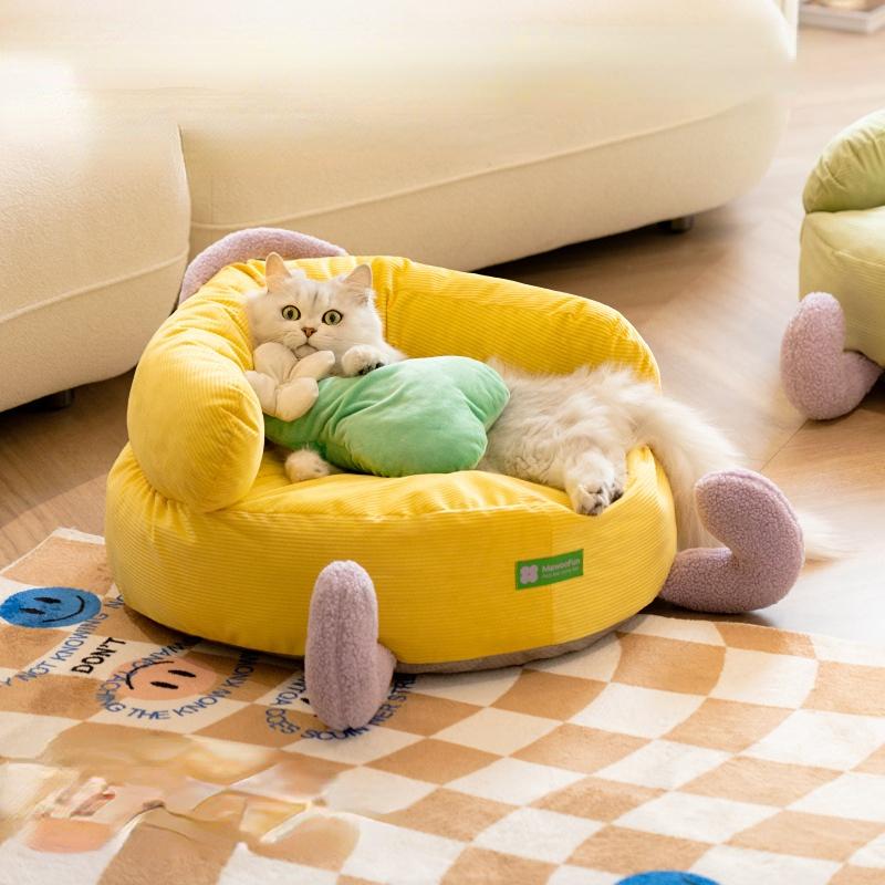 Cat Dog Sofa Mat Small Dog Kennel Soft Cozy Sleeping Bed Chihuahua Pomeranian Plaid Sofa Bed Pet Supplies Cushion