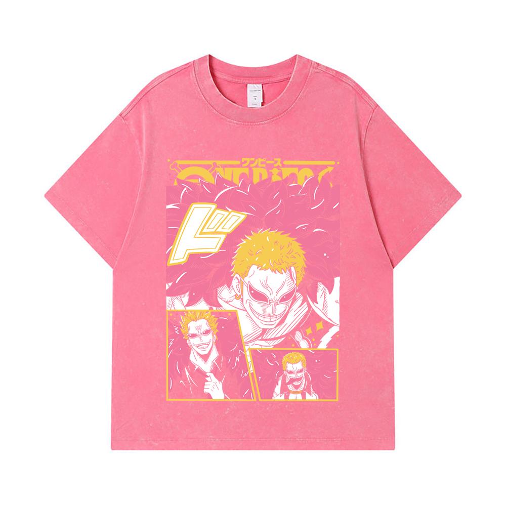 275 GSM Washed T-shirts 100% Cotton One Piece V45 Doflamingo Print Unisex Heavy Cotton T Shirt