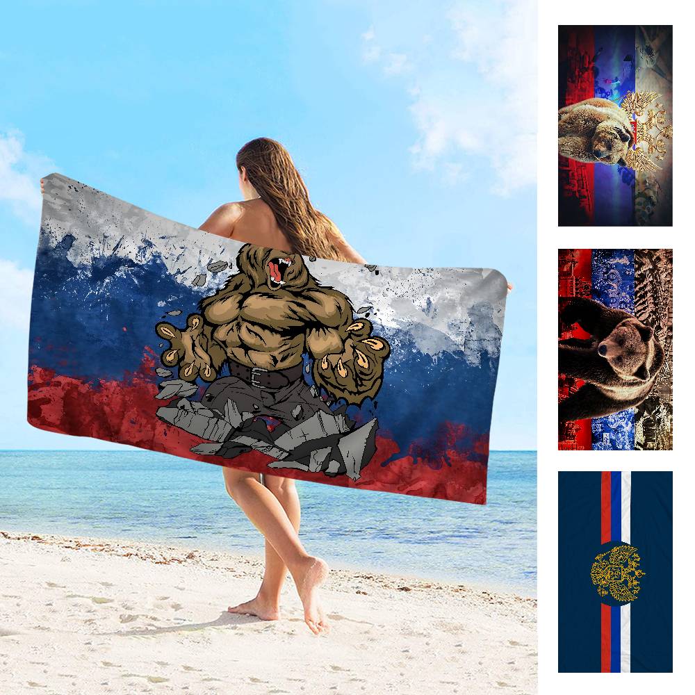Russische Flagge Badetuch Mikrofaser Weich Wasserabsorbierend Atmungsaktiv Für Mädchen Kinder Dekoratives Cartoon Strandtuch
