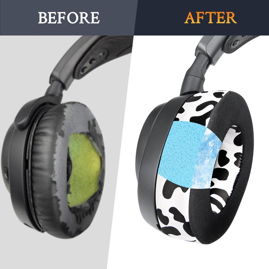 SOULWIT Cooling Gel Ear Pads for Steelseries Arctis Nova Pro Nova Replacement Ear Steelseries Headset Foam Head Thick Cooling Pads Snow Leopard Print