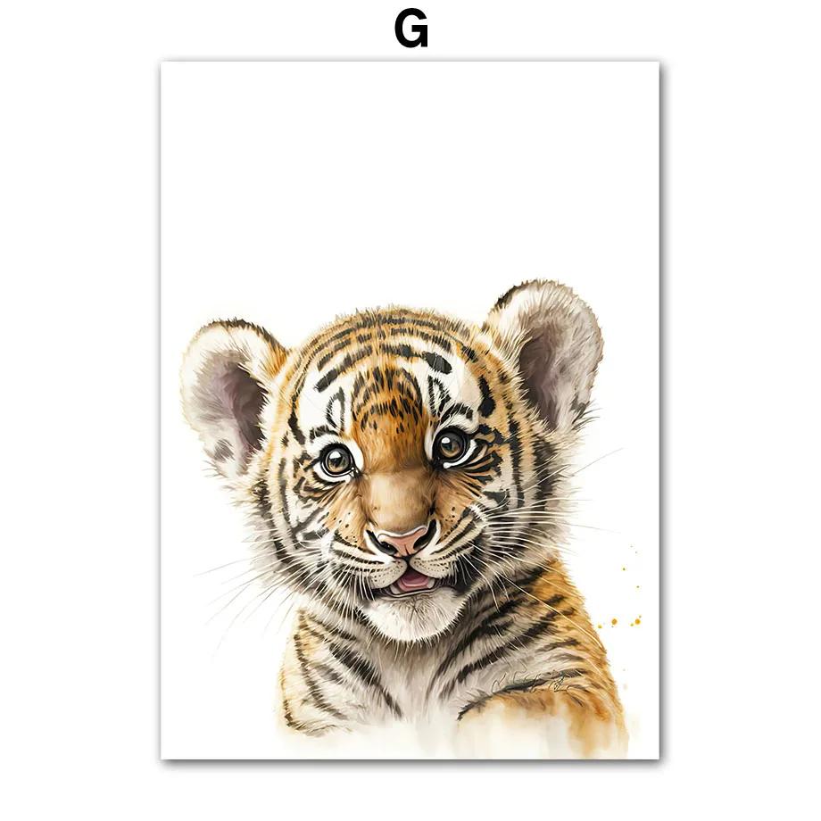 Giraffe Lion Elephant Animal Canvas Print Nursery Animal Nordic Wall Art Poster Picture Baby Children Room Christmas Home Decor