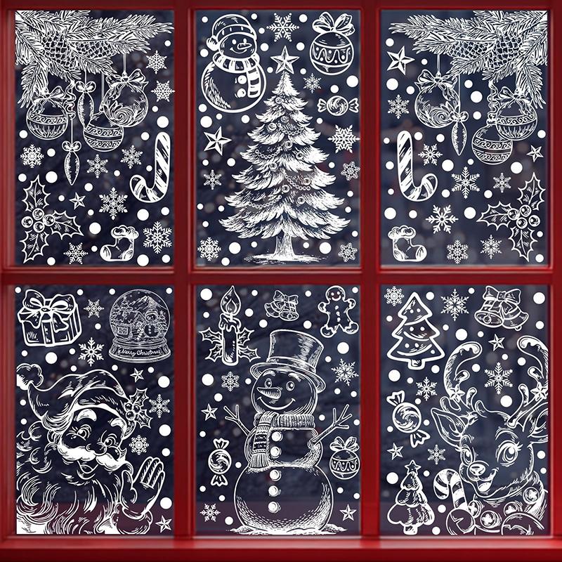 Juldekaler Vinter Snöflinga Älg Statiska Dekaler Julfest Tillbehör Hänge Presentask Fönsterdekaler