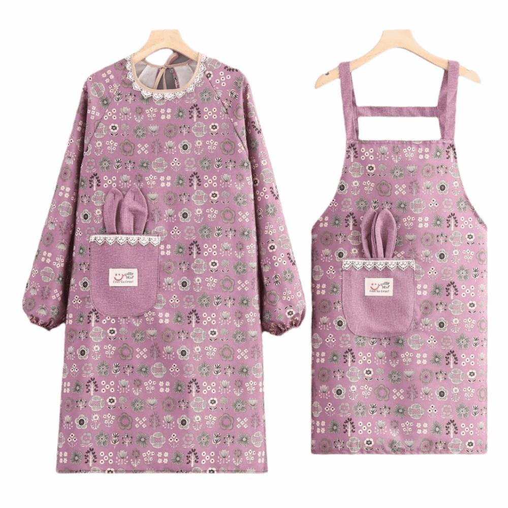 2Pcs Breathable Kitchen Cooking Apron Canvas Cleaning Apron Suspender Work Dress  BBQ