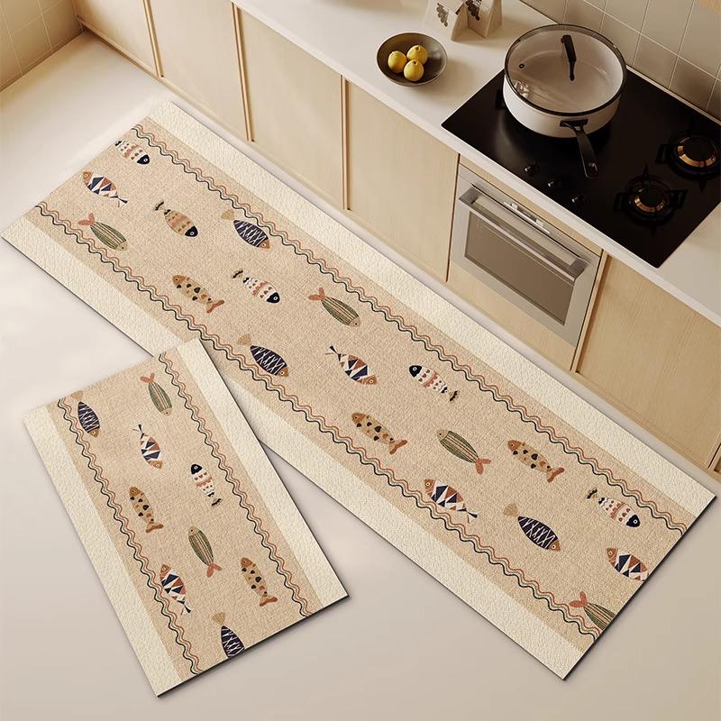 Kitchen Rug Waterproof Floor Mat PVC Leather Carpet Anti-slip Mats Japanese Style Home Decor Rugs alfombras de cocina