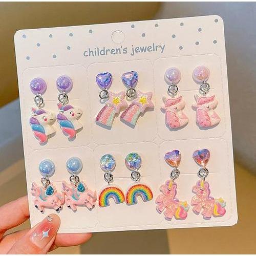 Girls' Ear Clips Cute Cartoon Children's Earrings Little Girls Princess Earrings No Pierced Ears Fake Earrings No Ear Jewelry