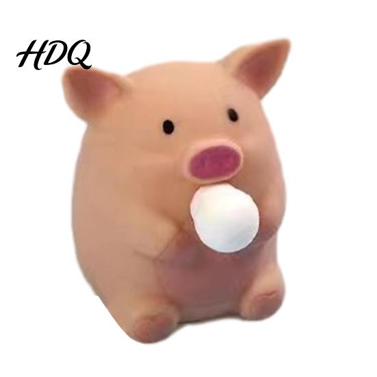 Pig Squeeze Toy Bubble Blowing Stress Relief Cartoon Sensory Soft Stretchy Animal Shape Home Office Desk