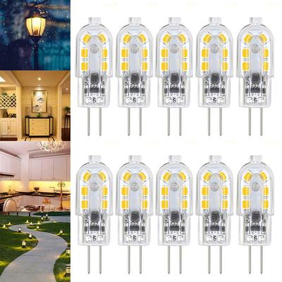 10/50/100x G4 LED Bulbs 12V 2W Bi-Pin Mini Light Bulbs AC/DC 12 Volt COB Silicone Lamps for Chandelier Under Cabinet Home Lighting Replacement