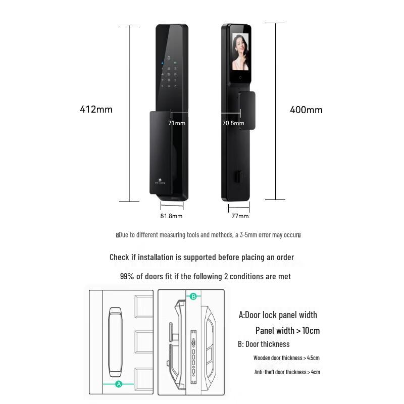 Desmann Q2F Smart Door Lock with 3D Face Recognition and Lower Camera