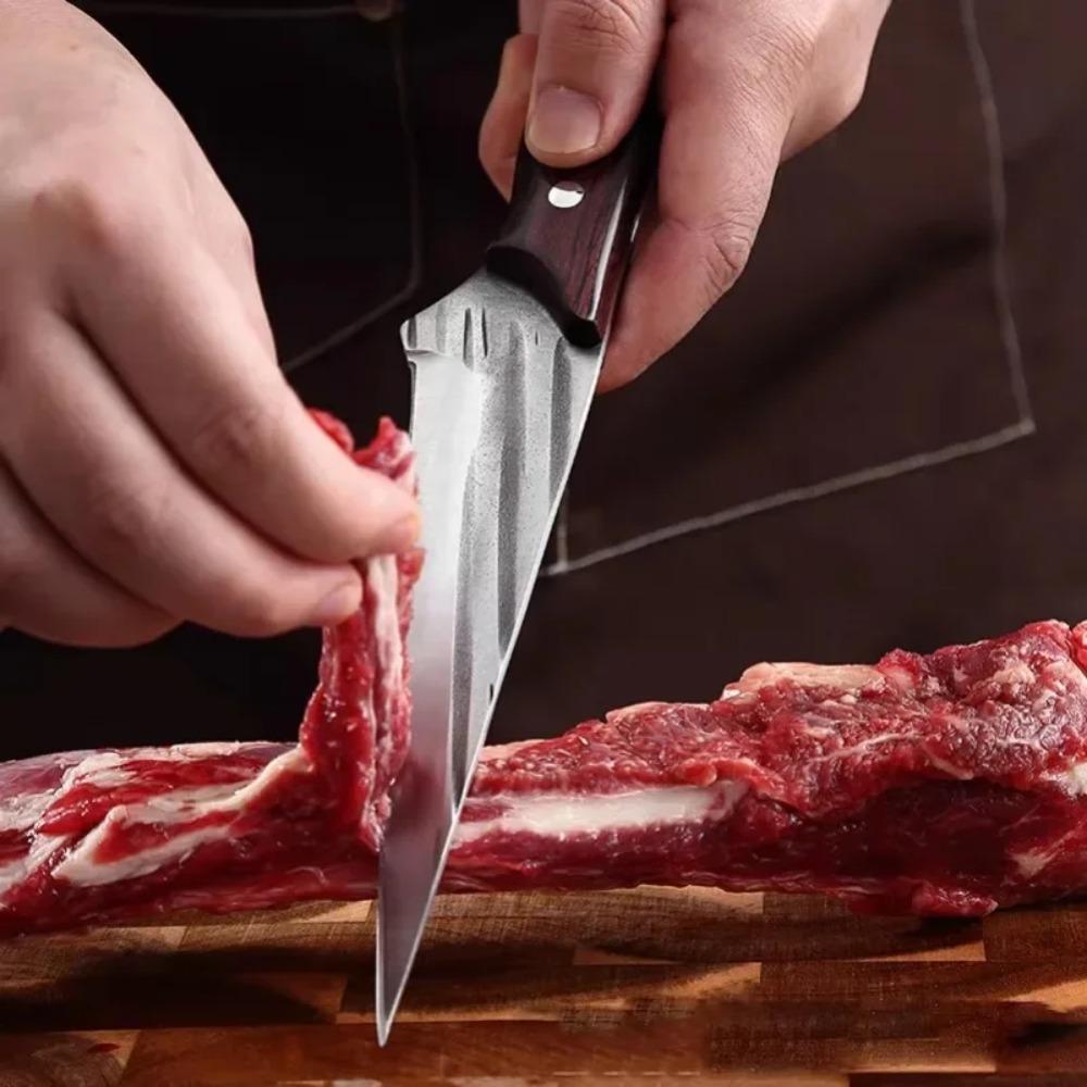 Barbecue Knife Slicing Meat Fruit Fish Filleting Utility Knife Kitchen Knives Wood Handle Forged Blade Chef Cooking Boning Knife