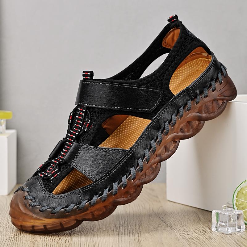 Genuine Leather Men Casual Sandals Breathable Men Sandals Brand Summer Mens Italian Loafers Handmade Beach Shoes Zapatos Hombre