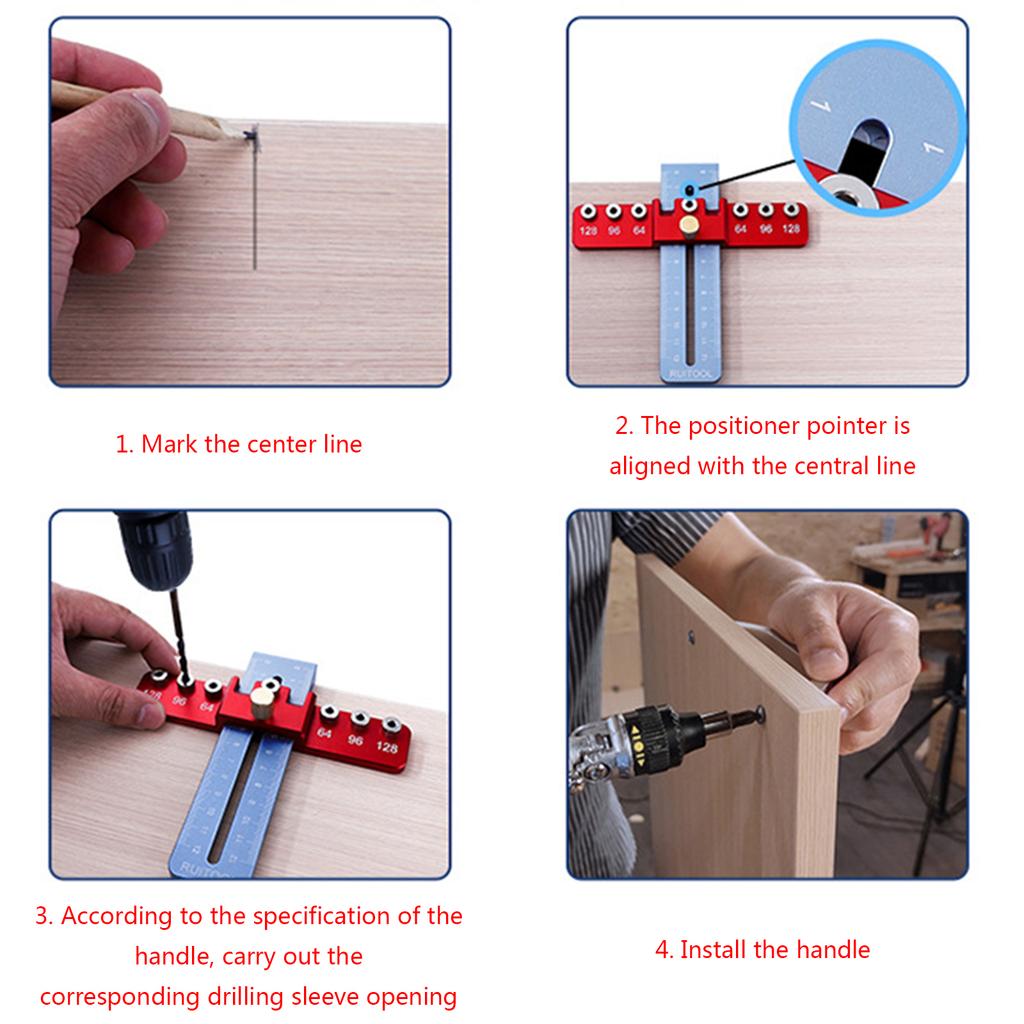 Aluminum Alloy Cabinet Hardware Jig Wood Drilling Tool Set Drill Template Guide for Door and Drawer Handle Installation