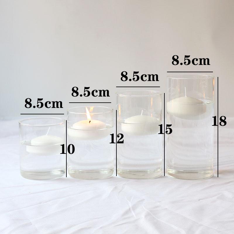 Glass Candle Holders for European Romantic Dinner, Wedding, Birthday, or Hotel Events - Floating Water Candles Included