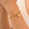 Classic Chain Stainless Steel Bracelets Trendy Cuban Rectangular Chain Heart-shaped Charm Bracelet Trendy Women's Gift Jewelry