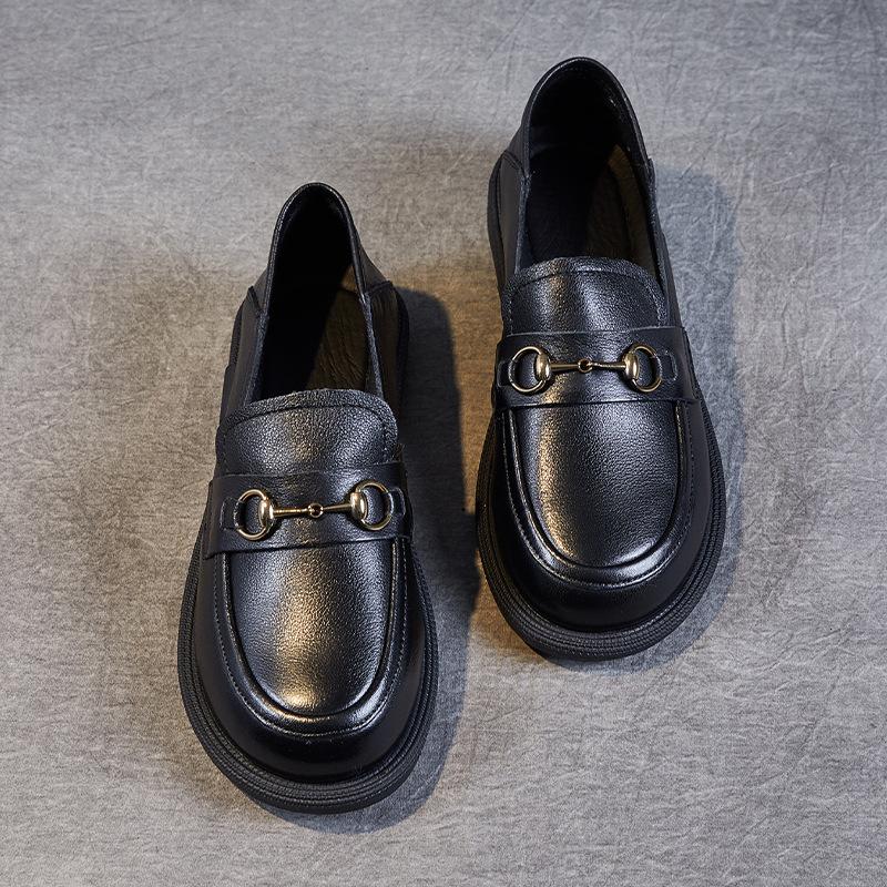 

Женские лоферы из коровьей кожи первого слоя, весенне-осенние, на мягкой подошве, с мягкой поверхностью, подошва из коровьей кожи, плоские, в британском стиле, маленькие кожаные туфли, женские одинарные туфли 35