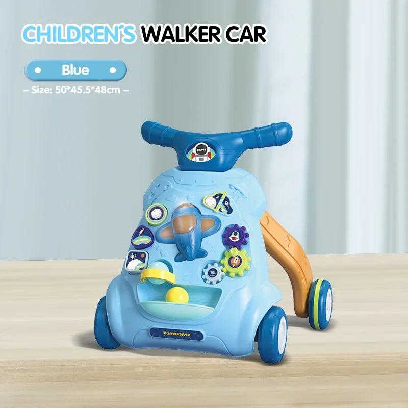 Baby Walker Trolley Toys With Musical Lights Sounds Child Walker Car Educational Learning Pushing Wheel For Infant 0-12 Months