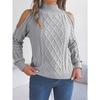Women's Knitted Sweater Autumn/Winter Top Casual Cable-Knit Off-Shoulder Half-High Neck Long-Sleeved Pullover Women's Wear