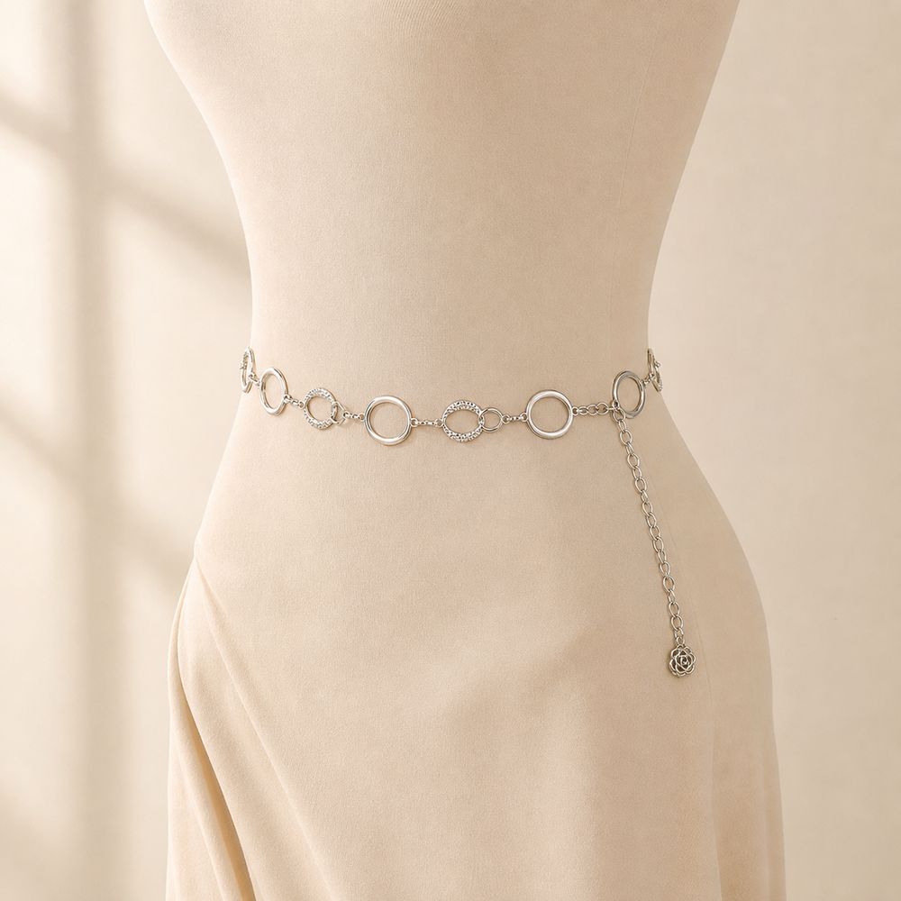 Runde Kettenglieder Taillenkette Verstellbare Kette Körperkette Geschenke Taillengürtel für Kleider