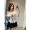 French Romantic One-shoulder T-shirt for Women Summer New Slim-fitting Short Bow Hot Girl Top Trendy