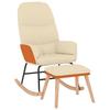 Rocking Chair with Footstool Cream White Fabric