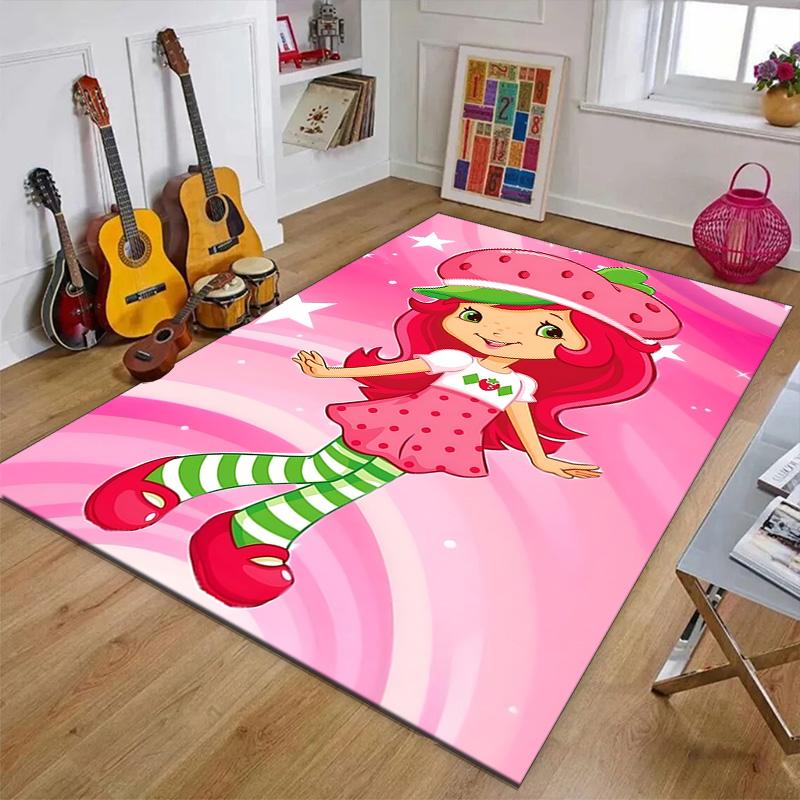 1pc Princess Strawberry (4) Design Printed Area Rug Carpet for Bedroom Living Room Home Decor Rugs Mat Non Slip Mat Rug for Bedside