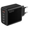 120W Multi-Port Fast Charger - 4 Ports + USB, Compatible with Xiaomi, Apple, Type-C; EU, US, UK Standards