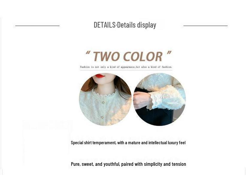 2025 Autumn Velvet Lace Stand Collar Shirt for Women