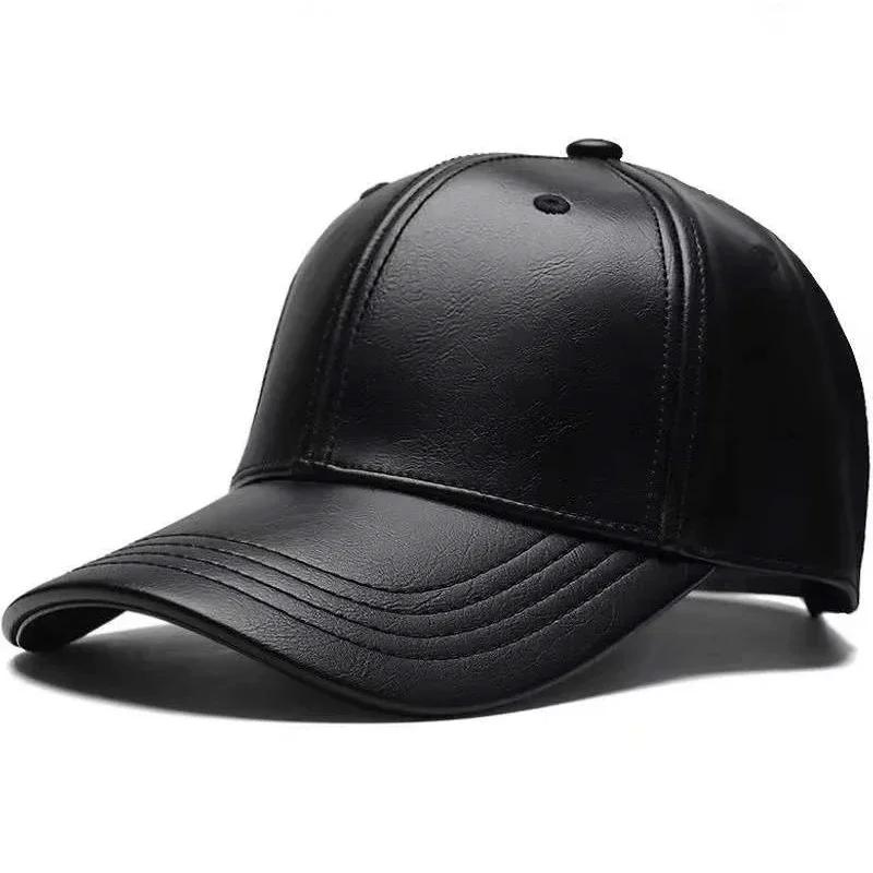 

Unisex Solid Color Leather Baseball Caps Spring Autumn Outdoor Sunscreen Hat Adjustable Casual Trucker Hats