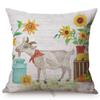 European Farm Animals Pattern Cushion Cover Chicken Pig Cow Autumn Cornucopia Decoration Throw Pillows Linen Fabric Pillowcase