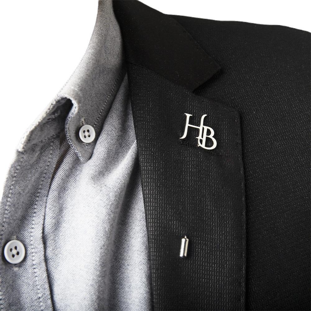 Personalized Men's Double Initial Stainless Steel Lapel Pin - Wedding Groom Accessory