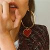 Fashion Red Love Heart Big Hoop Earrings For Women Gold Color Hoops Earings Circle Ear Rings Vintage Jewelry