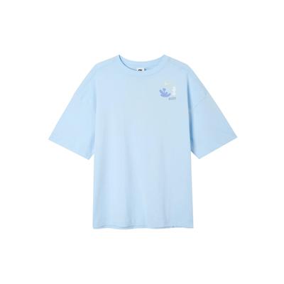 Women'ss Retro Hand-Drawn Drop Shoulder T-Shirt Blue (Unisex) T-Shirts DX6150 441