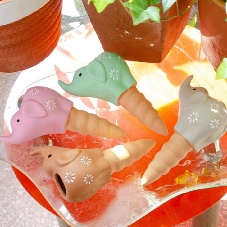 4Pcs Self Watering Spikes Elephant Terracotta Watering Stakes Devices Vacation