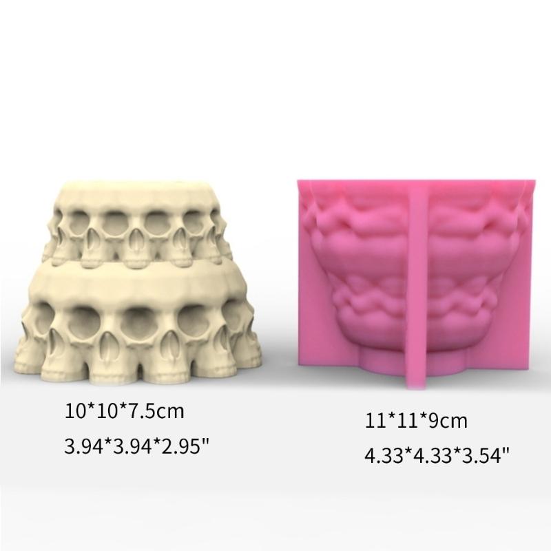 Halloween Skull Head Silicone Pot Mold Succulent Flowerpot Clay Cement Plaster Molds DIY Home Garden Flower Pots Mould