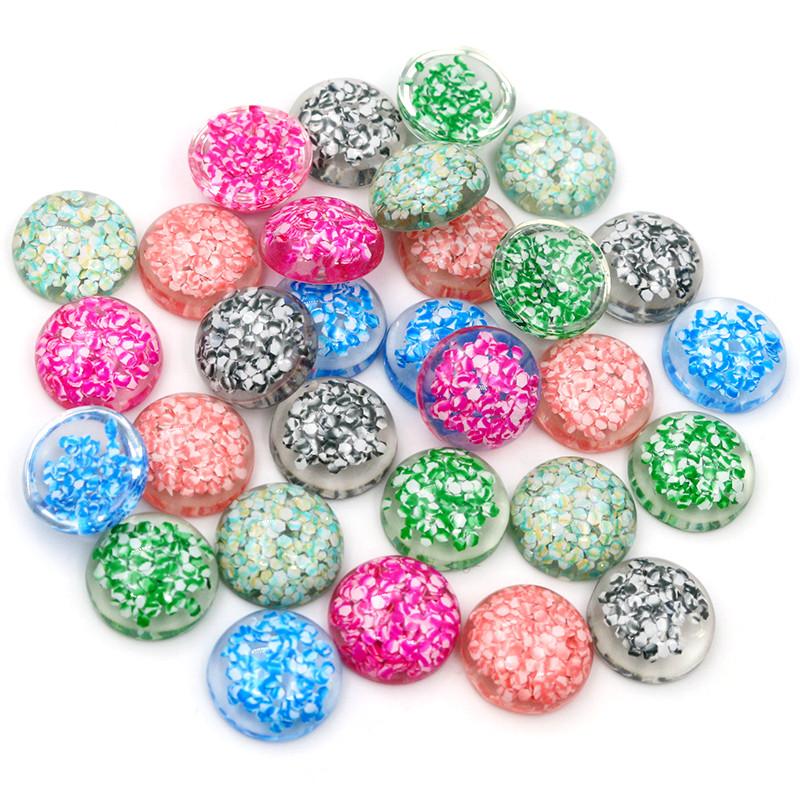 40pcs 12mm Mix Colors Star Round Moon Style Flat Back Resin Cabochon For Bracelet Earrings Accessories