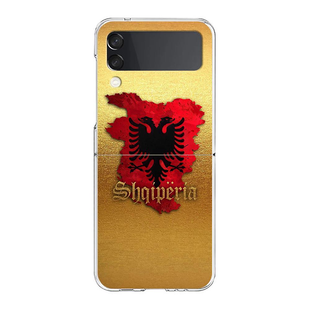 Etui na telefon Samsung Galaxy Z Flip 3 4 5 Przezroczyste składane Twarda PC powłoka Dla Galaxy Z Flip 3 5 Przezroczyste etui flaga Albanii