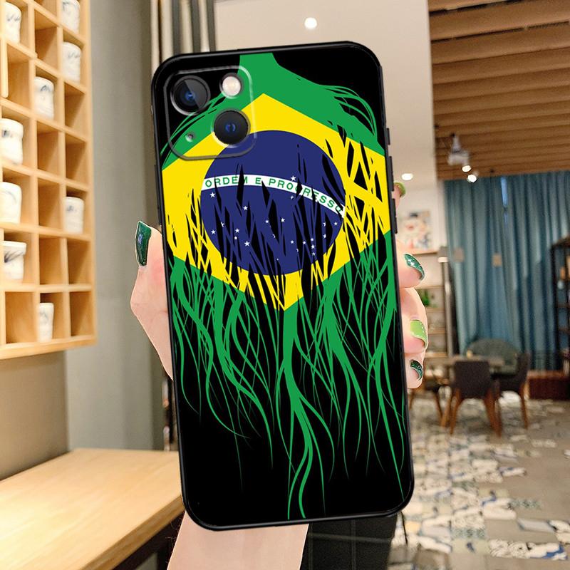 Brazil Brazilian Flag Phone Case For iPhone 13 Pro Max 16 15 11 12 14 17 Pro Max Mini 15 16 Plus 16e 17 Air Cover