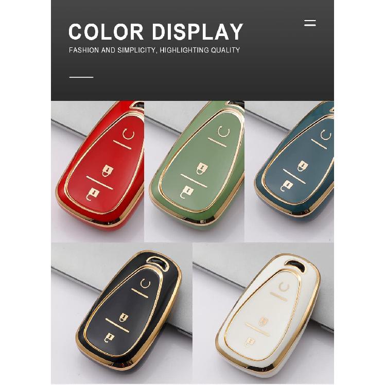 HIBEYO TPU Smart 3 Button Key Fob Case for Chevrolet Equinox Cruze Trax Malibu Verano Traverse 2016-2018 Onix Cruze Sonic Camaro Volt Bolt
