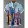 Camicia Casual da Uomo Estiva con Grafica Vita Marina Manica Corta Bottoni Camicie con Revers Top Oversize Camicia Hawaiana Casual