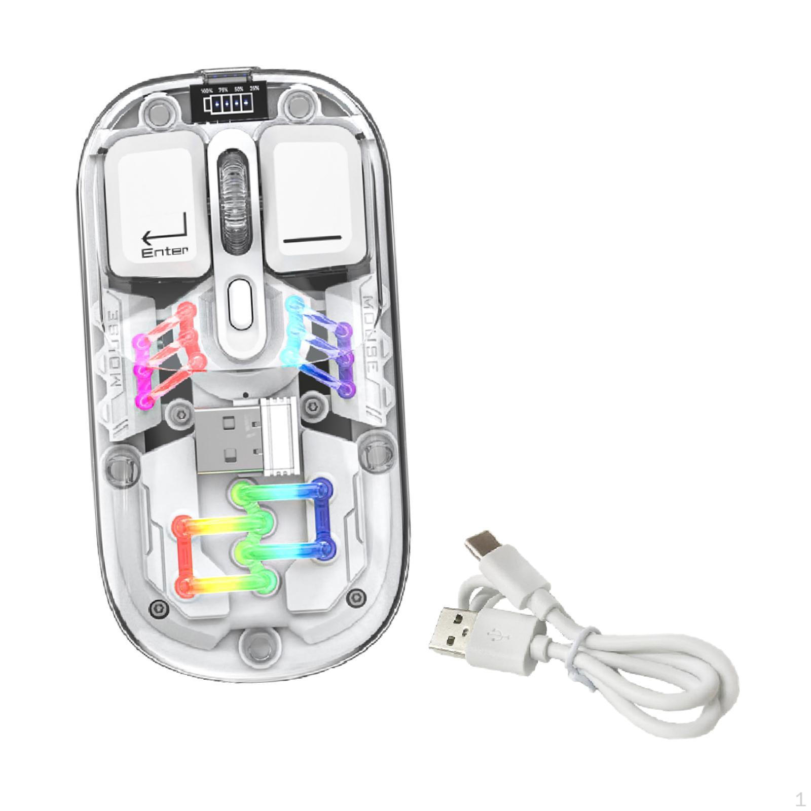 

Transparent Mouse LED No Wire Ergonomic Mice Gamer with Lights BT5.0 for Laptop Home білий