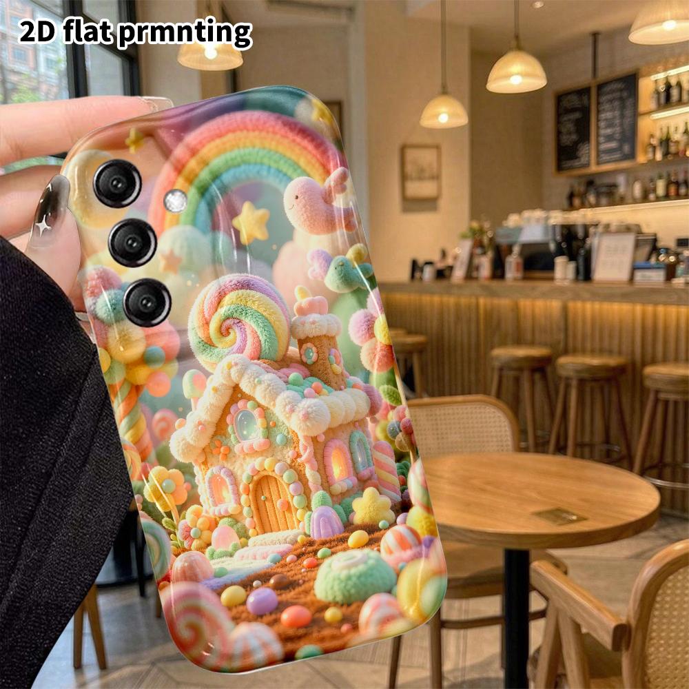 Phone Case: 2D flat, suitable for Samsung Galaxy A34 A35 M05 M06 S20 S22 S21 FE Plus 5G protective case, candy gingerbread house, perfect Christmas an