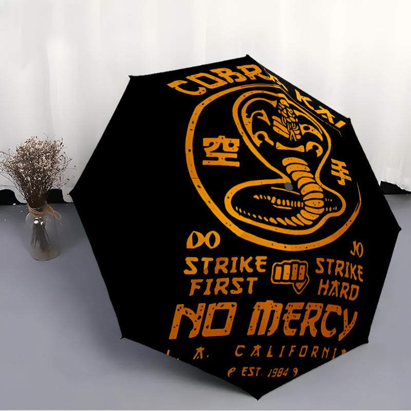 Cobra Kai Fashionable Automatic Opening/Closing Folding Umbrella. Portable and Foldable, Ideal for Gift, Travel, and Daily Use.